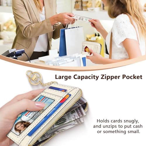 Image of GIANCOMICS Slim Wallet Credit Card Holder Women, Funny Chicken Rfid Blocking Small Card Case, Keychain Thin Pocket Curved Zipper Wallet, Travel Card Holder PU Leather ID Window, Ladies Female Gifts
