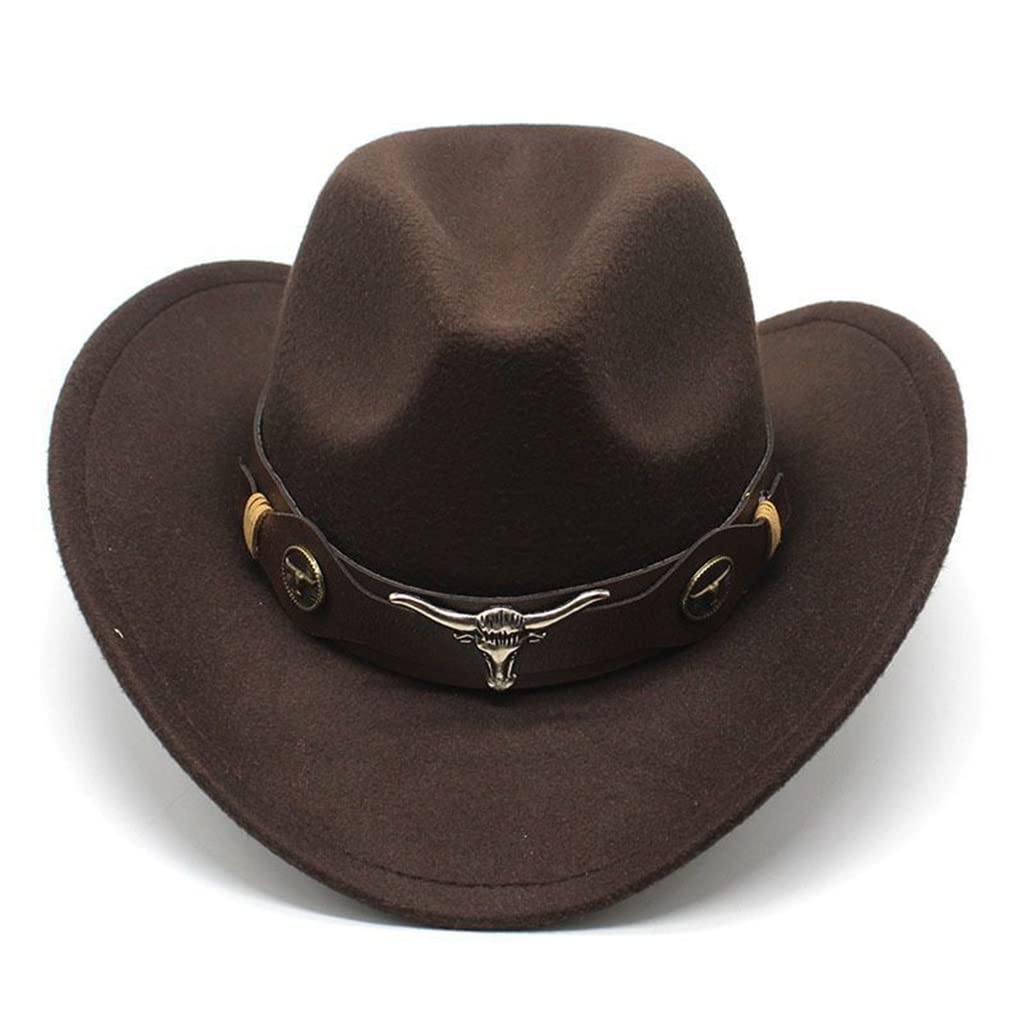 Chapeau western top hat retro ethnique avec rainure en feutre pour look cowboy de conduite