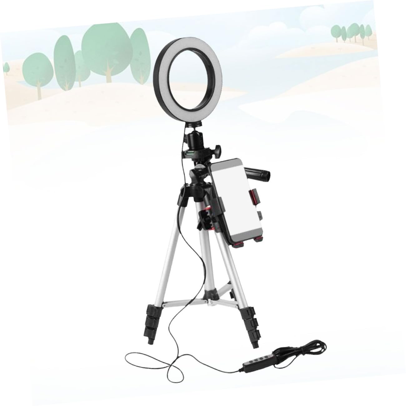 Ringlicht Für Handy Mit Stativ Dimmbares Led-kameralicht Kompatibel Mit Handys Für Make-up Und Live-Streaming Aluminiumlegierung USB-Betrieb