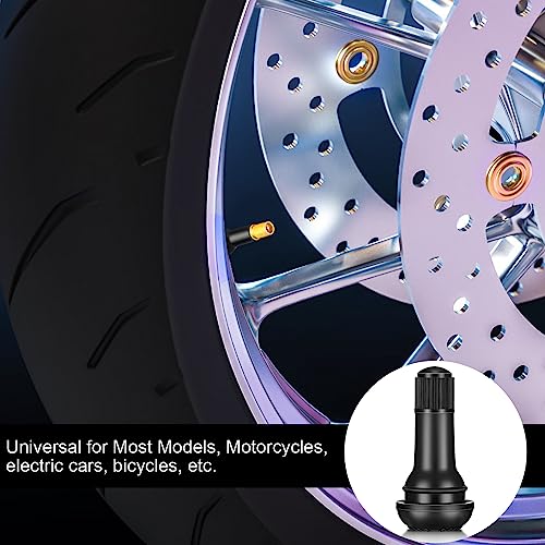 Image of Tallew 500 Pieces TR413 Tire Valve Stems, Rubber Snap-in Tubeless, Black