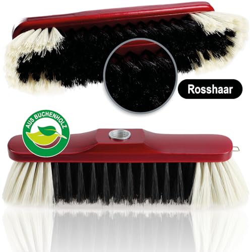 com-four® 2X Zimmerbesen ohne Stiel mit Schraubgewinde - Stubenbesen mit Rosshaarmischung - Rosshaarbesen aus Buchenholz - ca. 30 cm (Zimmerbesen - 02 Stück) – Bild 5