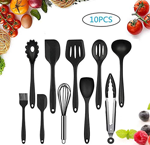 Utensilios de Cocina, 10 Piezas Utensilios de Cocina de Silicona Resistentes al Calor, Herramientas de Cocina con Mango de Silicona, Utensilios de Cocina antiadherentes utensilios silicona cocina