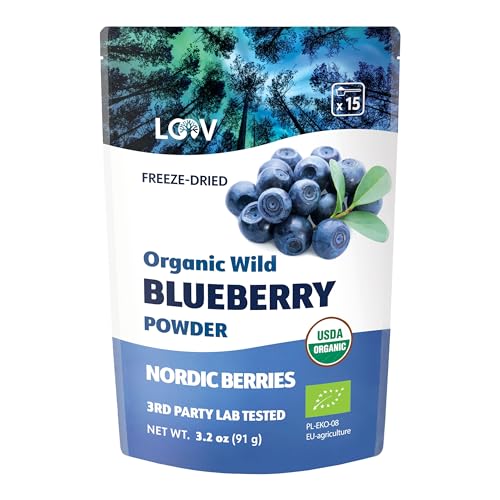 LOOV Organic Wild Blueberry Powder - 15-Day Supply, 3.2 Oz, Good for...