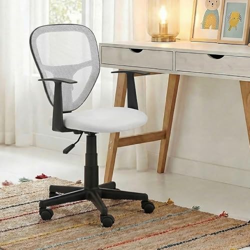 CARO-Möbel Kinderdrehstuhl Studio - Ergonomischer Schreibtischstuhl mit Armlehnen, Verstellbar, weiß - Ideal für Kinder, Atmungsaktives Mesh, Leichter Aufbau [bis 80kg]