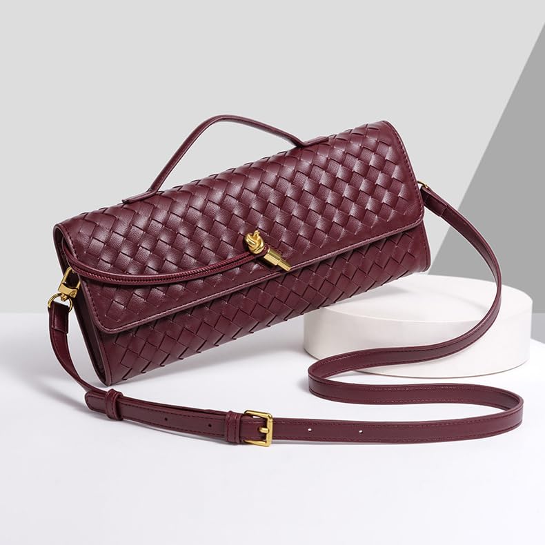 Woven Leather Crossbody Clutch Purse, Fashion Women Handbag, 12 x 2 x 5 inches2