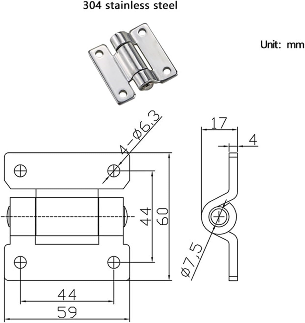 Heavy Duty Industrial Equipment Cabinet Door Hinge - Folding Hinge for Distribution Boxes and Cabinets 1Pcs(304 SS)