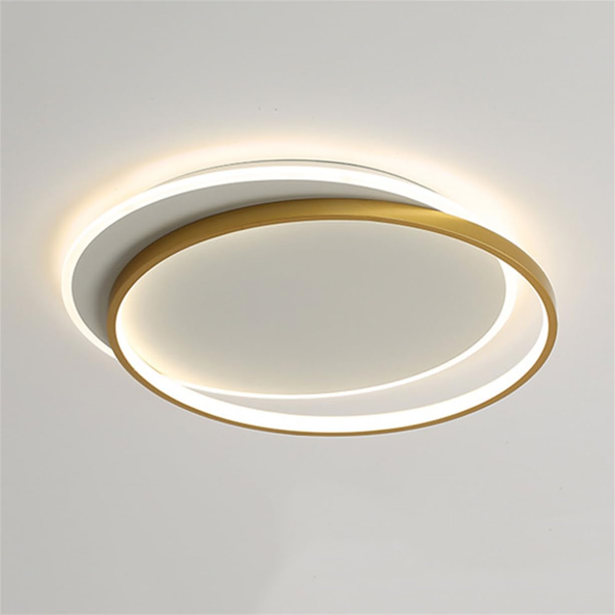 JXYDJH Flush Mount 36W Gold LED Fixtures with Acrylic Metal Lamp Shade Dimmable 3CCT - Unique Ring Design Entryway Ceiling Lights for Dining Room Bedroom Hallways - Matte Black Ceiling Lamp
