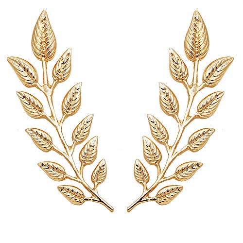 Gentlemen Suit Gold Brooches Simple Elegant 1 Pair Elegant Wheat Leaf Suit Clip Collar Pin Brooch Unisex