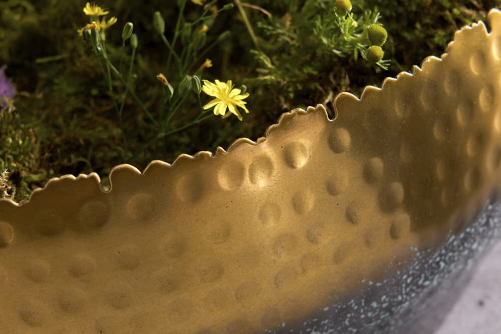 Riess Ambiente Handgearbeitete Deko Schale Orient 52cm Gold mit Patina Hammerschlag Design Dekoschale Wohnaccessoire Dekoration