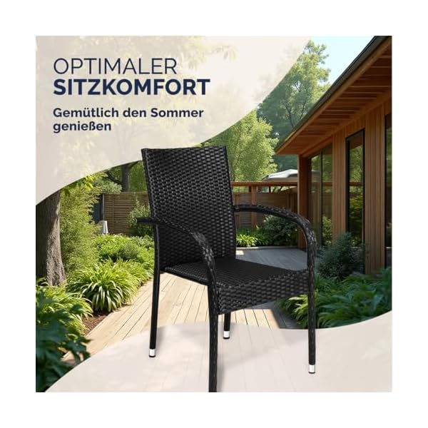 Casaria Polyrattan Gartenstuhl-Set stapelbar