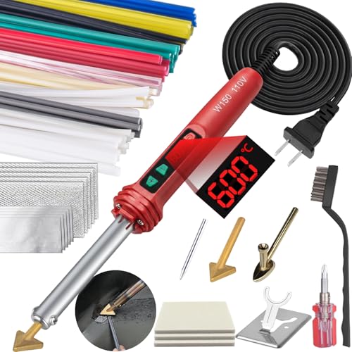 Image of GNI Upgraded 150W LED Digital Adjustable Temperature Plastic Welder Kit | 106PCS Welding Rods Repair Kit, 4 Tips 3 IN 1 Soldering Iron Kit, Plastic Welding Kit for DIY /Bumper Kayaks