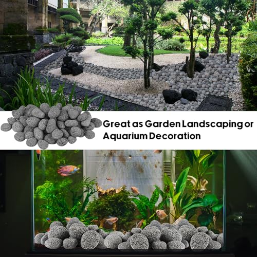 Image of Skyflame 1 /2 inch-1 inch Natural Tumbled Stones for Gas Fire Pit Fireplaces | 15 Pounds, Grey Lava Rock Pebbles, Indoor Outdoor Use, Garden Landscaping Decoration, Cultivation of Potted Plants