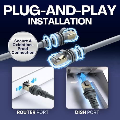Image of 150FT / 46M Starlink Gen 3 Cable 26AWG for Starlink Generation 3 and All Standard RJ45, IP67 Waterproof, Extra Long Starlink Ethernet Cable for Outdoor Satellite Internet System