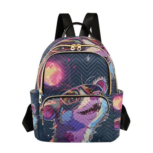 Mini Backpack Purse for Women, Cartoon Possum Looking Up Travel Bag Casual Daypack Shoulder Bag