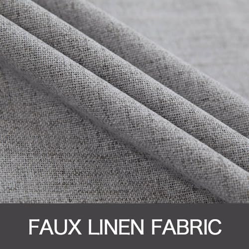Image of MIULEE Linen Texture Curtains for Bedroom Solid 100% Blackout Thermal Insulated Grey Curtains Grommet Room Darkening Curtains /Draperies Luxury Decor for Living Room 52x108 Inch (2 Panels)