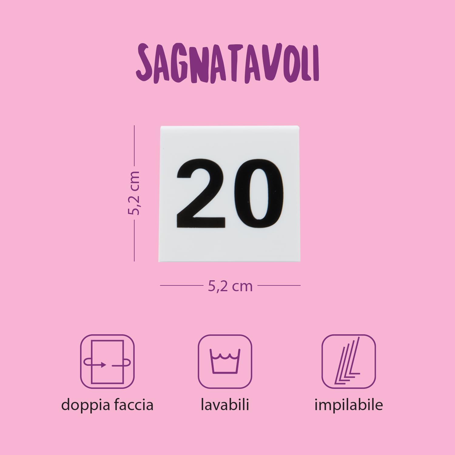 SECURIT - Set Da 10 Numeri Da Tavolo 11-20 - Per Caffè, Ristoranti, Bar - Acrilico - 5,2x5,2x4,5cm - Colore Bianco