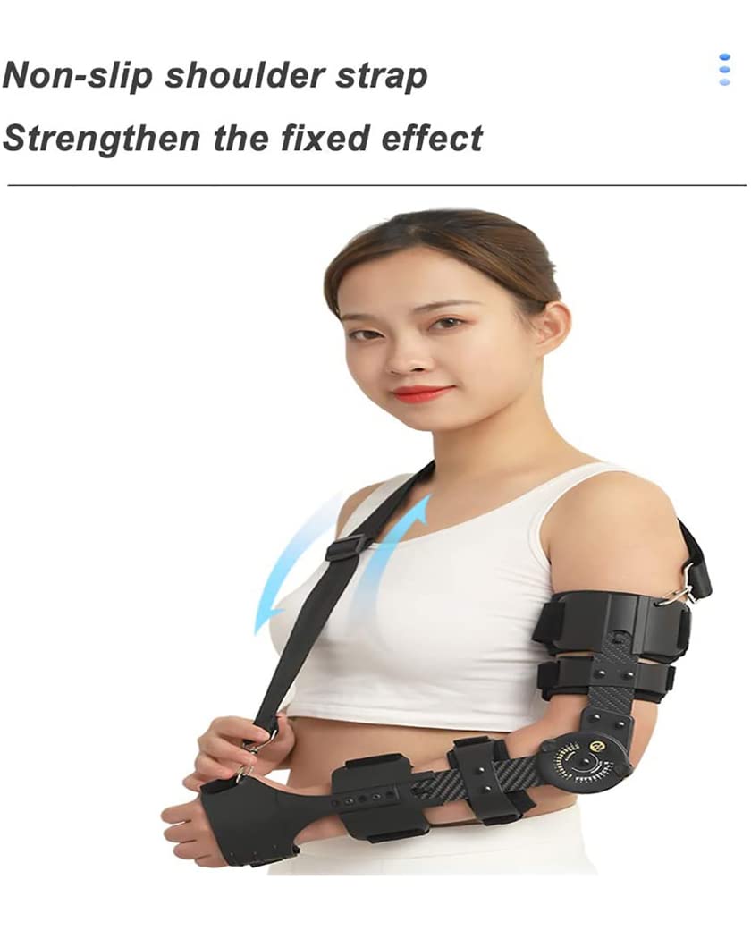 Ortesis de codo ajustable, codera con bisagras, soporte de codo de fibra de carbono, fijador de férula, recuperación de lesiones postoperatorias, cabestrillo para brazo de codo, derecho (tal