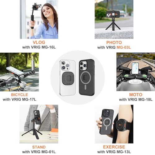 VRIG MG03L Claw mini Magnetic Phone Tripod Mount,Tripod Mount for Magsafe w Cold Shoe for Phone,Claw mini Magnetic Sticks Compatible with All Phones & All Cases,360° Rotation,for Tripods,Cameras by VRIG Express - Image 4