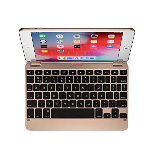 Brydge 7.9 Keyboard for iPad Mini (5th Generation) and iPad Mini (4th Generation) | Aluminum | Bluetooth | Rotating Hinges (Gold)