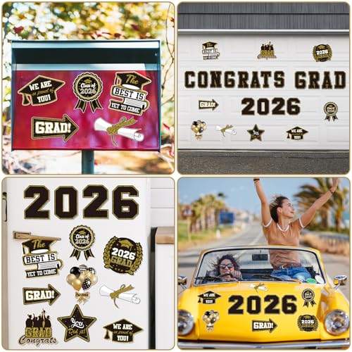 Imanes decorativos graduación 2026 25 piezas negro miniatura 4