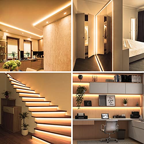 Image of Olafus 32.8ft LED Strip Lights Warm White, Dimmable Soft White Light Strip 3000K with Adhesive Clips, 12V 10M Flexible Led Lights for Bedroom Indoor Kitchen, UL Listed Plug, 600 LEDs 2835 (Pack of 3)