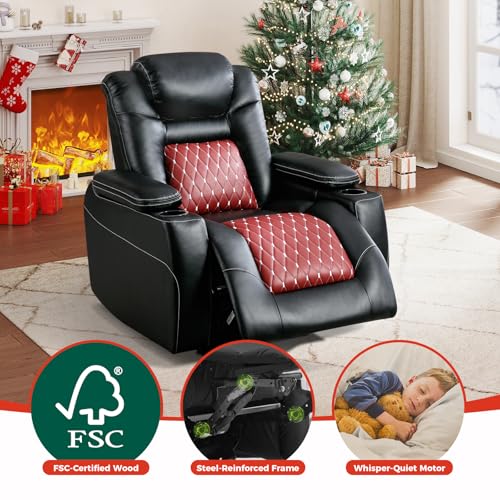 Sillón reclinable piel sintética rojo y negro miniatura 6