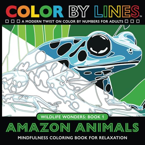 COLOR BY LINES - Amazon Animals: A Modern Twist on Color By Numbers for Adults, Mindfulness Coloring Book for Relaxation (COLOR BY LINES - Wildlife Wonders)