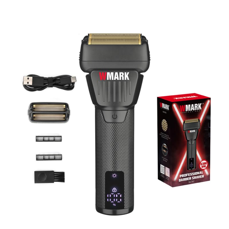 Image of WMARK NG-7982 Dark Warrior 9000 RPM High-Speed Premium Shaver Cordless IPX6 Waterproof Wet & Dry Shaver for Face Care Beard Trimmer Super-Fast Charge 200 mins Runtime LED Digital Display, Model 30
