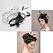 Produktbild Itian Damen elegante Feder Haarclip Hut Hochzeit Cocktail Mesh Net Schleier Stirnband (schwarz)