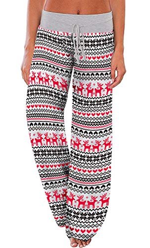 Image of AMiERY Women's Comfy Casual Pajama Pants Floral Print Drawstring Palazzo Lounge Pants Wide Leg