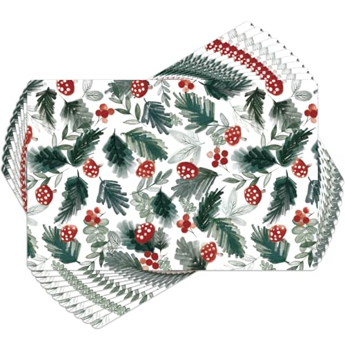 LeZakaa-Reversible-Christmas-Wrapping-Paper-Roll-17-inches-x-328-Feet-50-Pack-Paper-Placemats-Red-Mushroom-and-Holly-Design 51S34I4O8hL