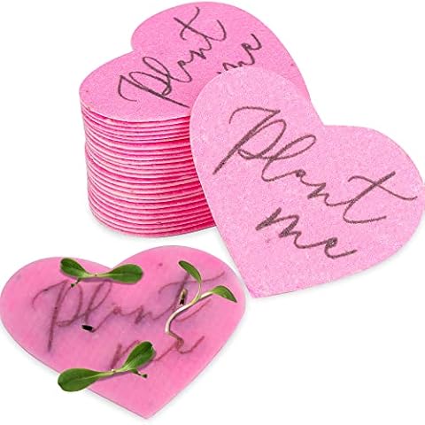 Plant Me Plantable Paper Seeded Paper Gift Wedding Party Favors for Guests- Bridal Shower Funeral Memorial Packets Hearts Only (Set of 50) Cover