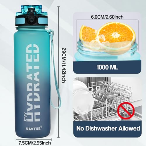 Image of Water Bottle 32 oz Motivational Time Marker Tritan Bottle