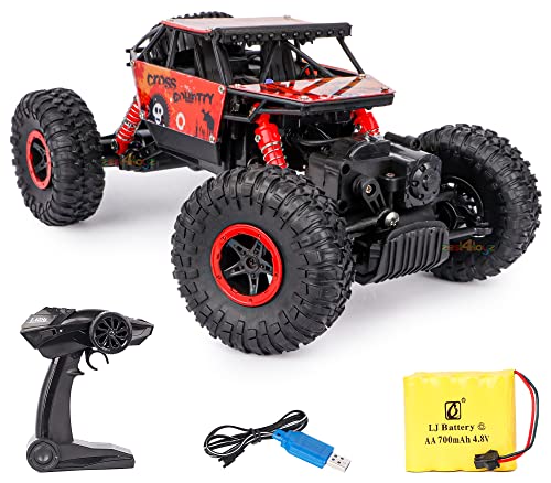 Image of Zest 4 Toyz Remote Control Rechargeable Rock Crawler Car 2.4G Radio Control rC Cars 4WD Off Road RC Monster Trucks Toys for Kids Boys (Red)