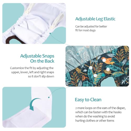 Image of CuteBone Female Dog Diapers with Skirts 3 Pack Reusable Puppy Dresses Pants for Heat Cycle Period QBD38S