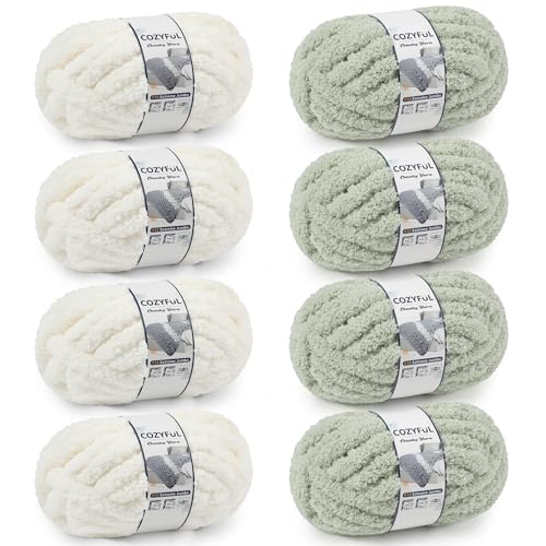 Cozyful Chunky Yarn for Hand Knitting - #10 Chunky Chenille Yarn, Jumbo Big Thick Chunky Yarns for...