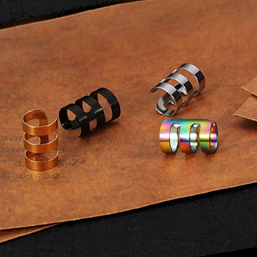 JewelrieShop Earcuffs for Men Stainless Steel Clip on Cartilage Helix Ear Cuffs Non-Piercing Punk Earrings Women3
