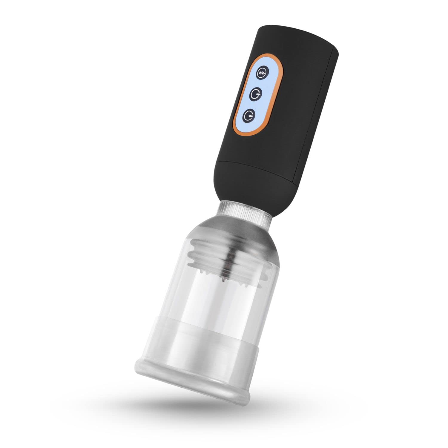 CS07 Bomba de Pene Vibrante de Lujo - Juguetes Sexuales para Hombre para un Pene más Grande - Bomba de Vacio Pene Alargador con 5 Vibraciones y Función de Succión - Transparente/Negro