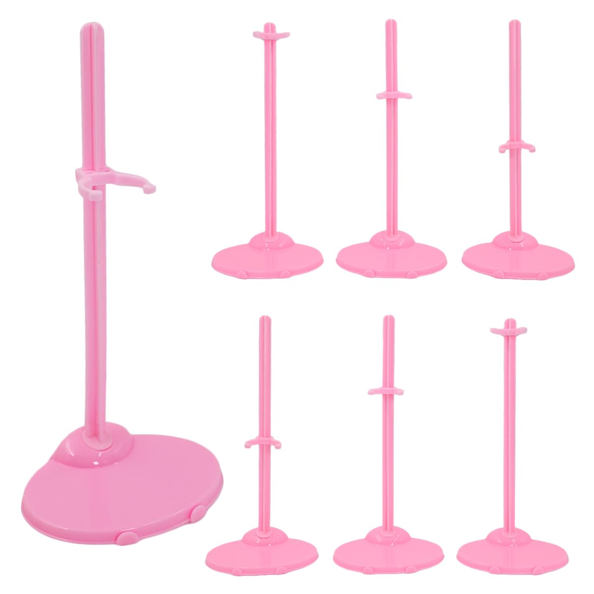 BieFuSin Doll Stands Display Holders, Transparent Plastic Doll Display Stand Support for 11 to 13 Inch Dolls, Adjustable Action Figure Stand Barbie Accessories for Dolls (Pink)