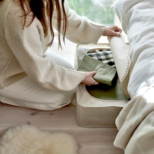 Mallette de rangement PURRPINGLA grand format textile beige