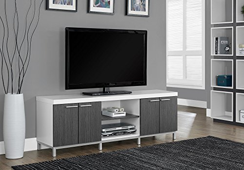 Monarch Specialties White/Grey Hollow-Core Tv Console, 60-Inch #TOP1