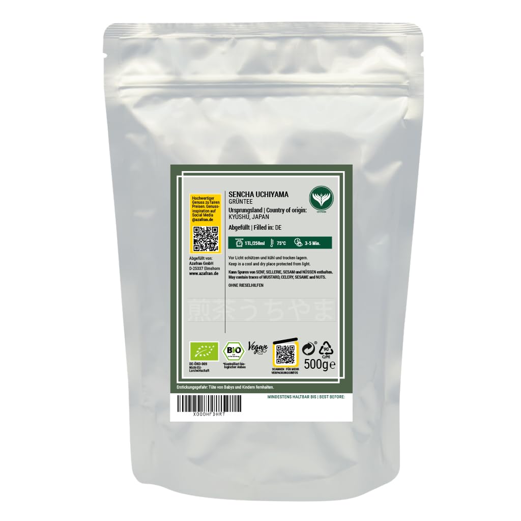 Azafran Grüner Tee - Japanischer BIO Sencha lose geschnitten - Uchiyama Grüntee 1kg