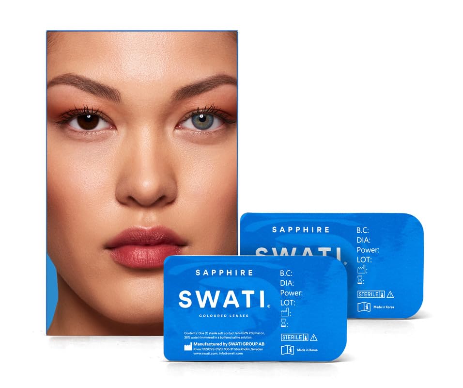 SWATI Cosmetics Sapphire Zero Power Colored Contact Lenses | Colored Lenses Without Power | Icy Blue Lens For Eyes | Eye Lenses For Women | Eye Lens For Men | 1 Pair | 1 Month Use-image-44