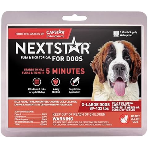 NEXTSTAR Flea And Tick Prevention For Dogs, Repellent, Treatment, and Control, Fast Acting Waterproof Topical Drops for Small, Medium and Large Dog and Puppies, 3 Monthly Doses Cover