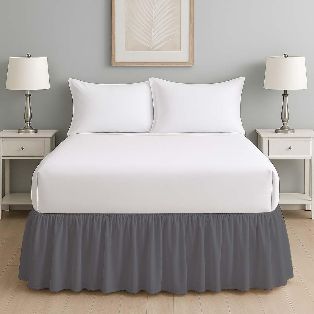 Mattress-Homes Ruffled Bed Skirt Split Corners with Platform, Tailored Fit Wrinkle Free Ultra-Soft Microfiber Dust Ruffle, Upto 10" Drop, Twin, Ivory