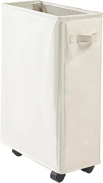 Large Narrow Folding Laundry Basket on Wheels | 42L Storage Basket for Clothes & Toys