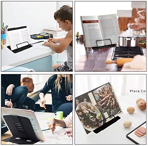 Book StandReading StandMulti-Function Metal Easel Book Holder, Portable Adjustable Metal Book Stand, for Books/Mobile Phone Copy Holder Easel Music Stand Stand, Black