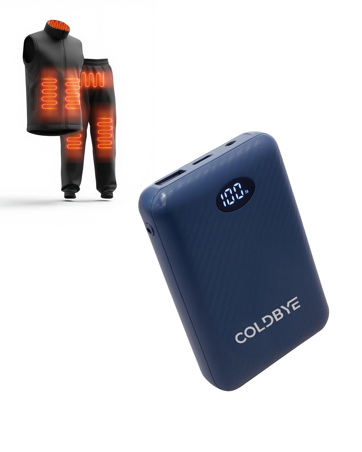 ColdBye 7 4V 14000mAh Heated Vest Battery Pack with LED Display DC USB Type-C Output for Heated Vests
