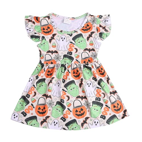 Image of Thanksgiving Toddler Girls Turkey Outfits Set Ruffle T-Shirt Dress and Pants Outfit Set 3-8Years