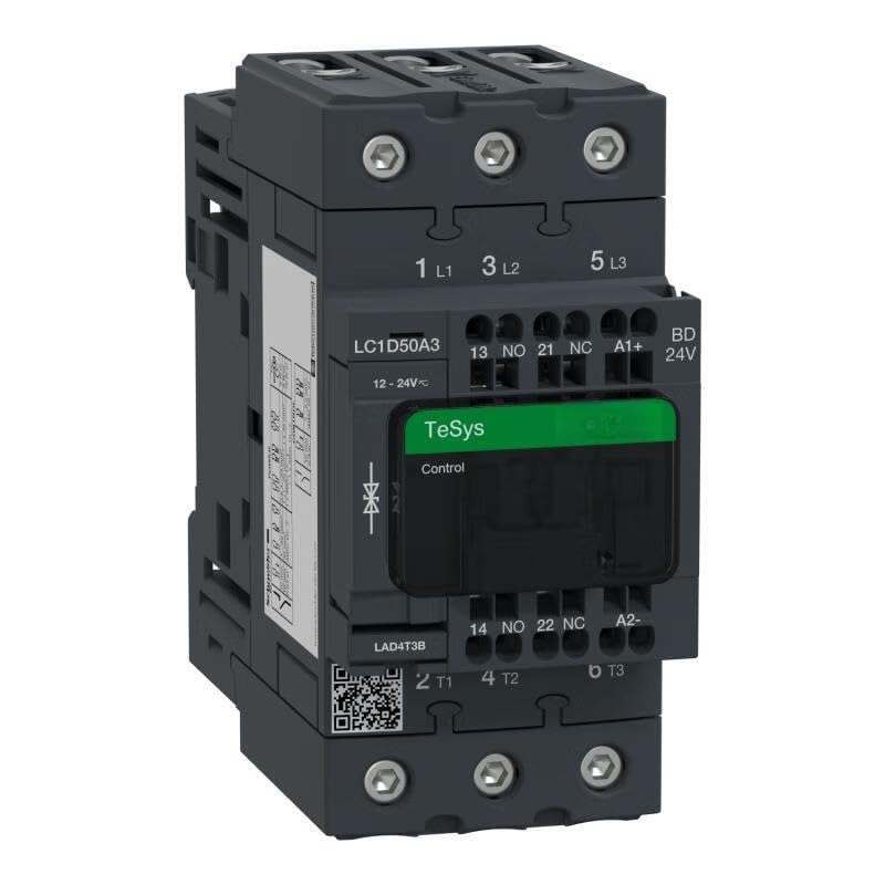 Contacteur tripolaire CA TeSys s&eacute;rie D LC1D50A3BD, la r&eacute;f&eacute;rence durable de 50 A en bobine CC